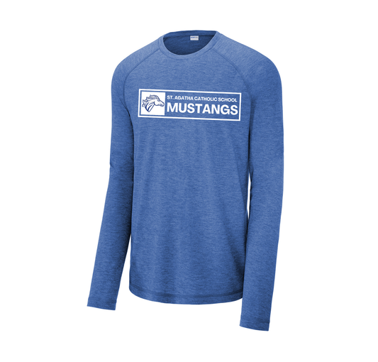 Long-Sleeve Performance T-Shirt, Heathered Blue