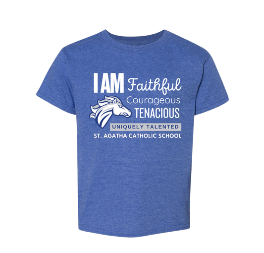 Mustangs Slogan T-Shirt, Heathered Blue